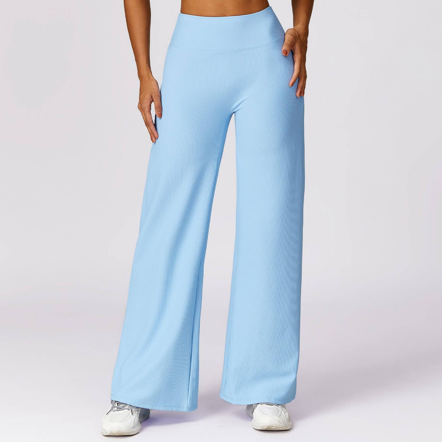 High Waisted Nylon Loose Fit Track Pants for Women  S Milk Blue 