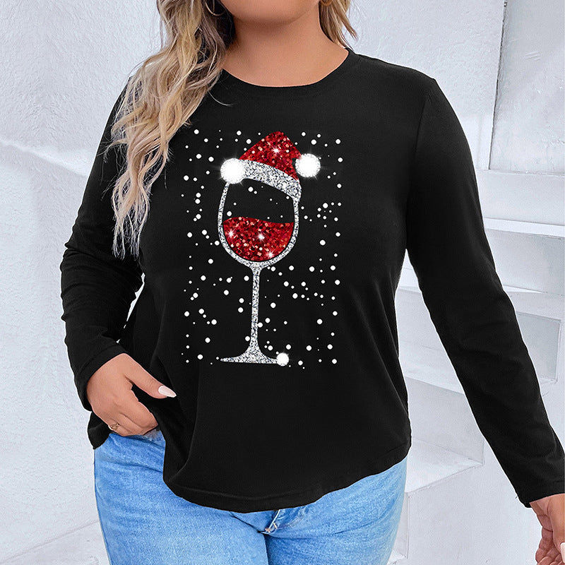 Plus Size Autumn Women Clothing Christmas Long Sleeved T shirt for Women - Wild Amber Fashion