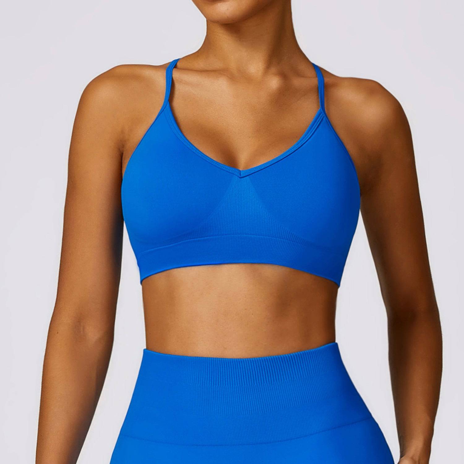 Stylish and Supportive Seamless Yoga Bra for Women  S Blue 