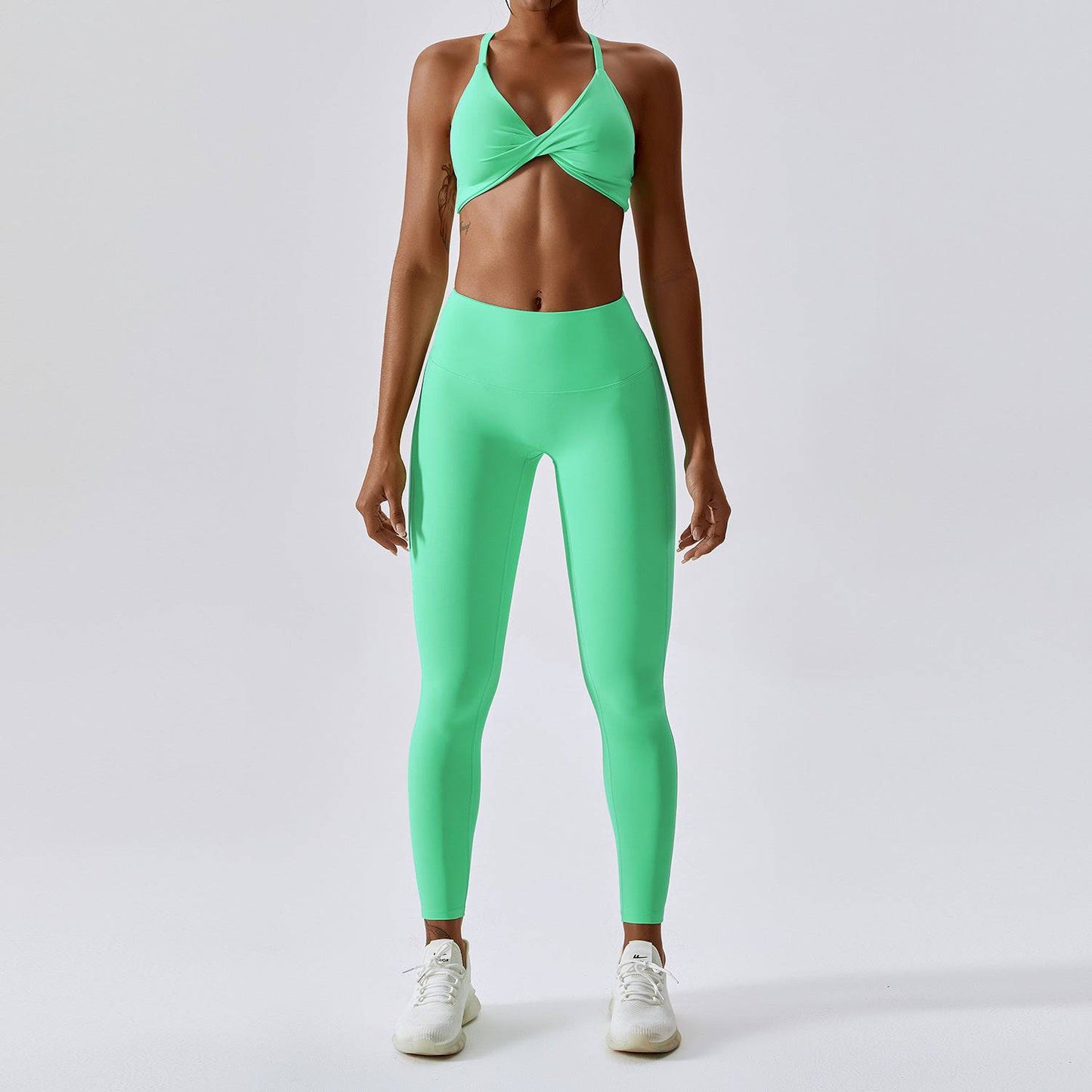 Elevate Yoga Suit: Premium Comfort and Style for Active Lifestyles  8/S Bra Trousers Apple Green 