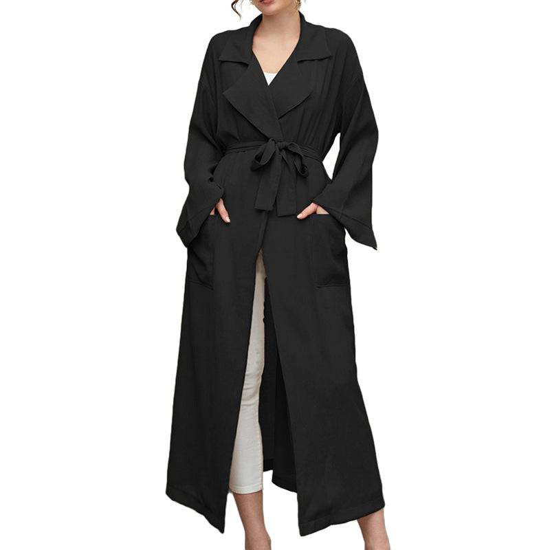 High-Quality Elegant French Spring/Autumn Windbreaker Coat for Women  S Black 