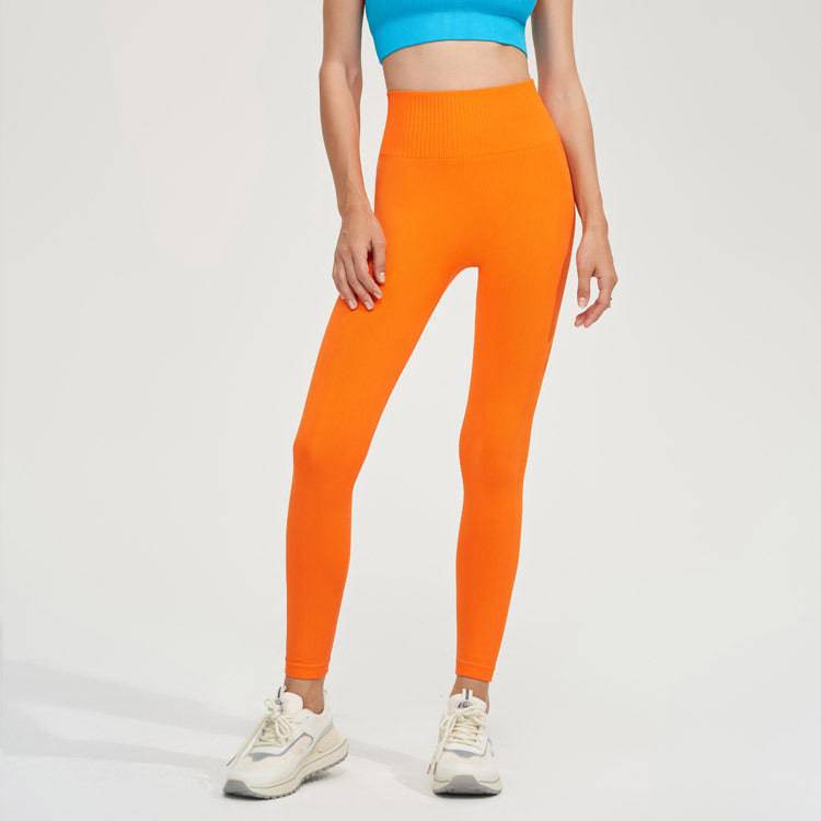 High-Performance Seamless Yoga Pants with High Waist for Women  S Vibrant Orange 