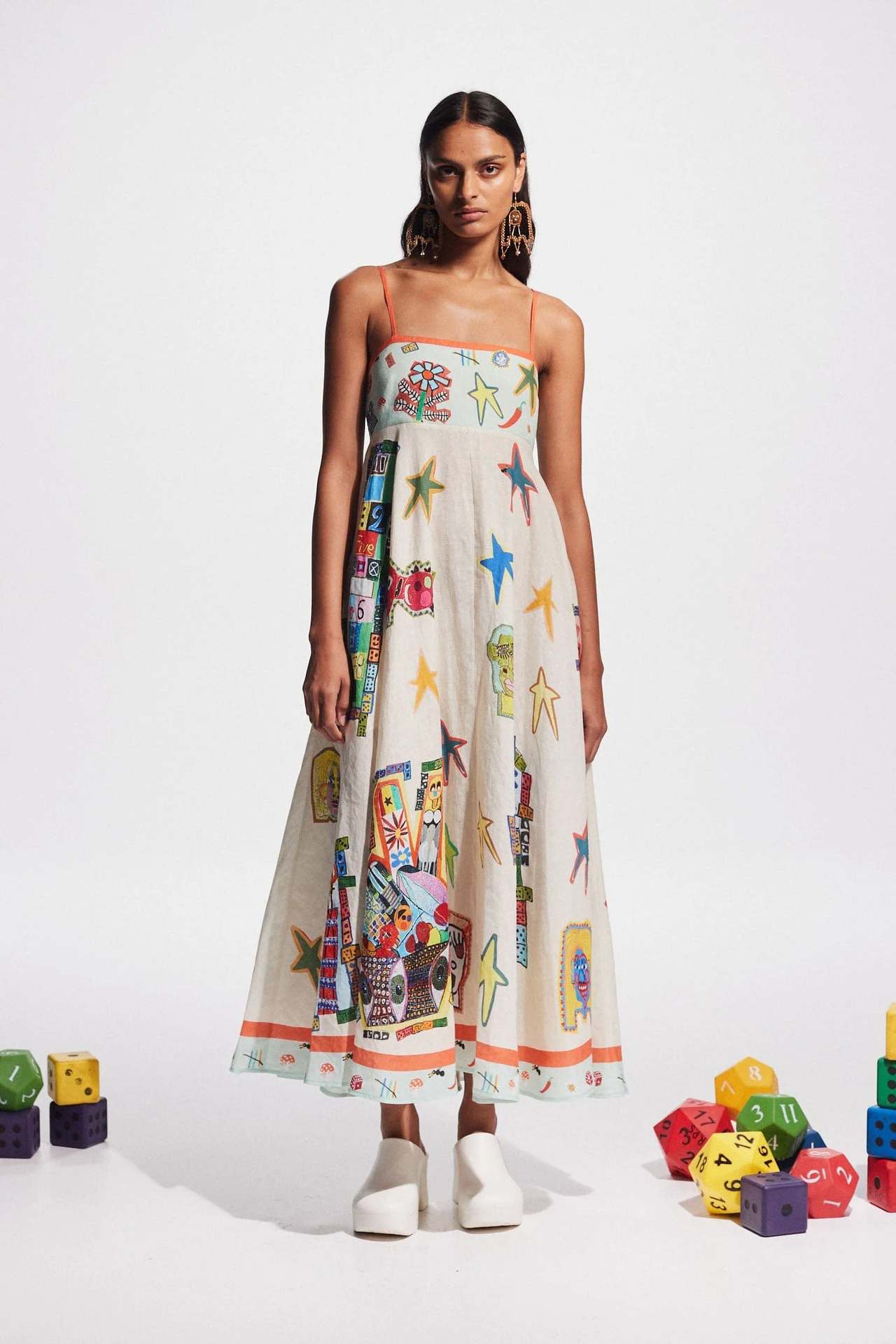 Sexy Graffiti Cotton Linen Printing Positioning Sling Swing Dress - Wild Amber Fashion