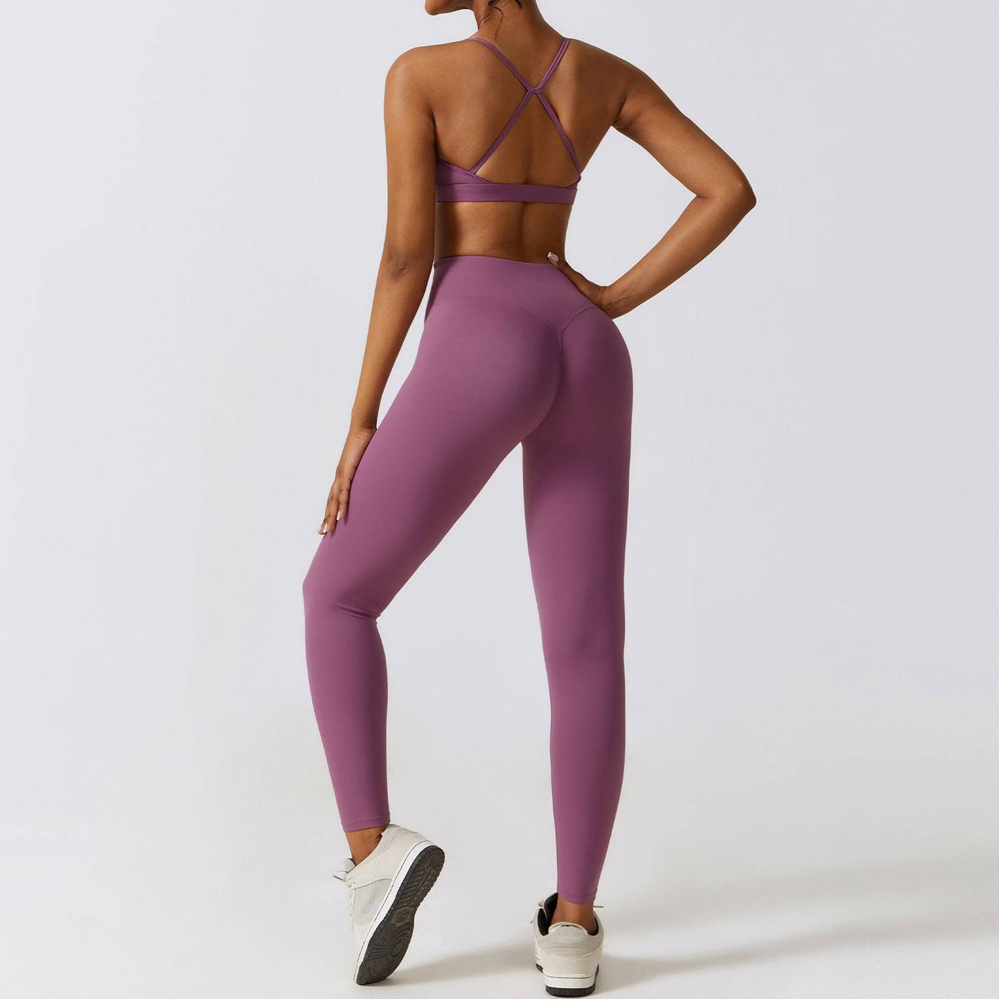 Elevate Your Active Style Three Piece Yoga Set  S Bra Trousers Prune Purple 