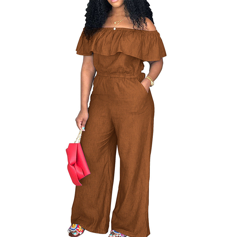 Plus Size Women Clothes Autumn Shawl Jumpsuit - Wild Amber Fashion