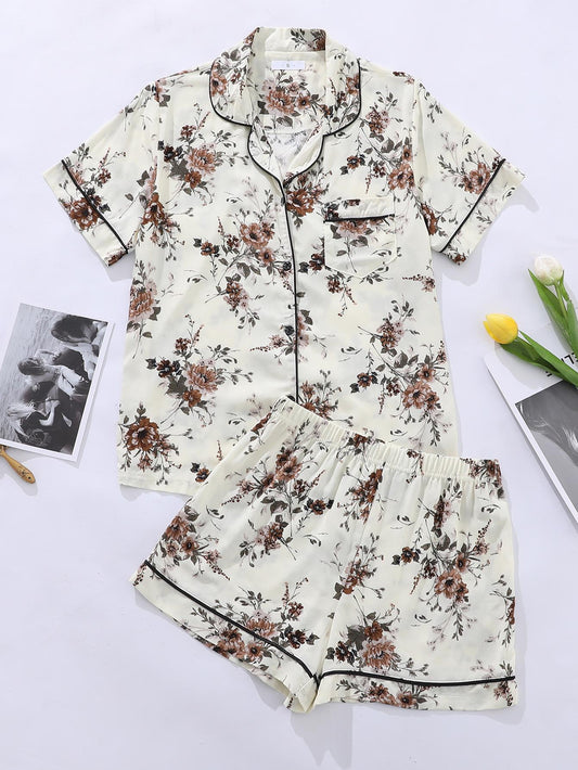 Pajamas Women Summer Short-Sleeved Cardigan Home Wear Suit - Wild Amber Fashion