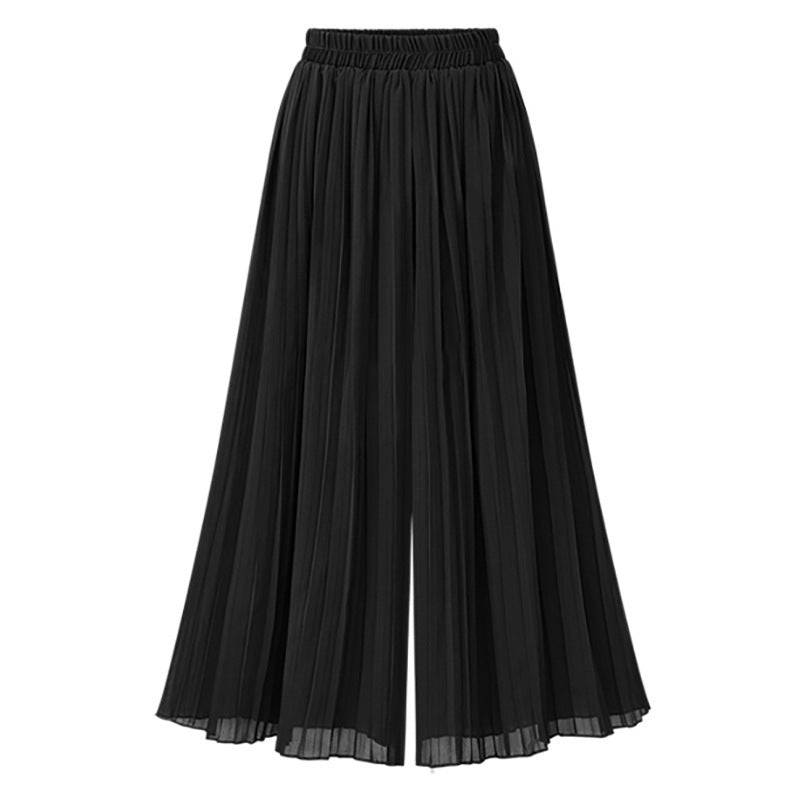 Relaxed Fit Polyester Cropped Wide Leg Pants for Women  One Size Black 