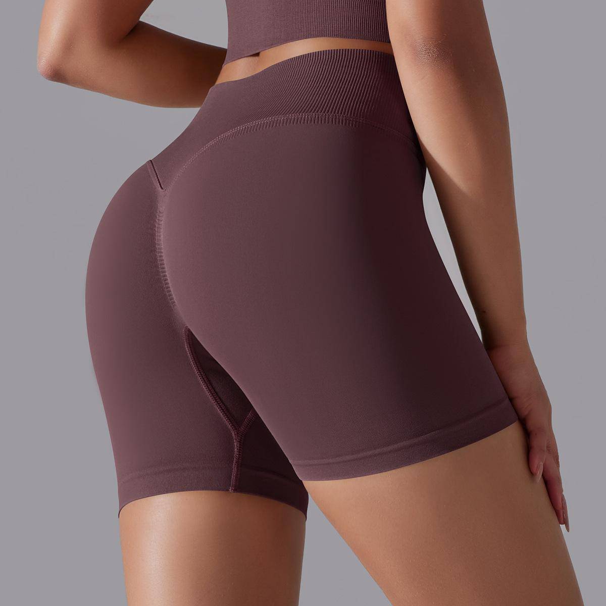 Seamless Cross Beauty Back Yoga Set for Women  S Shorts Purple 