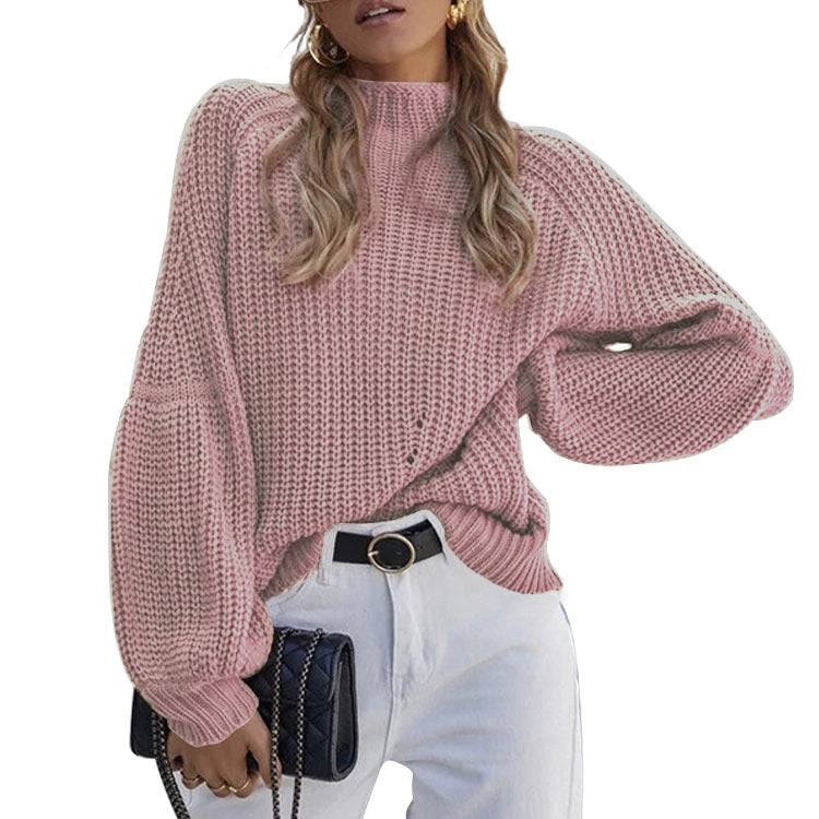 Warm and Chic Turtleneck Sweater for Women  S Pink 