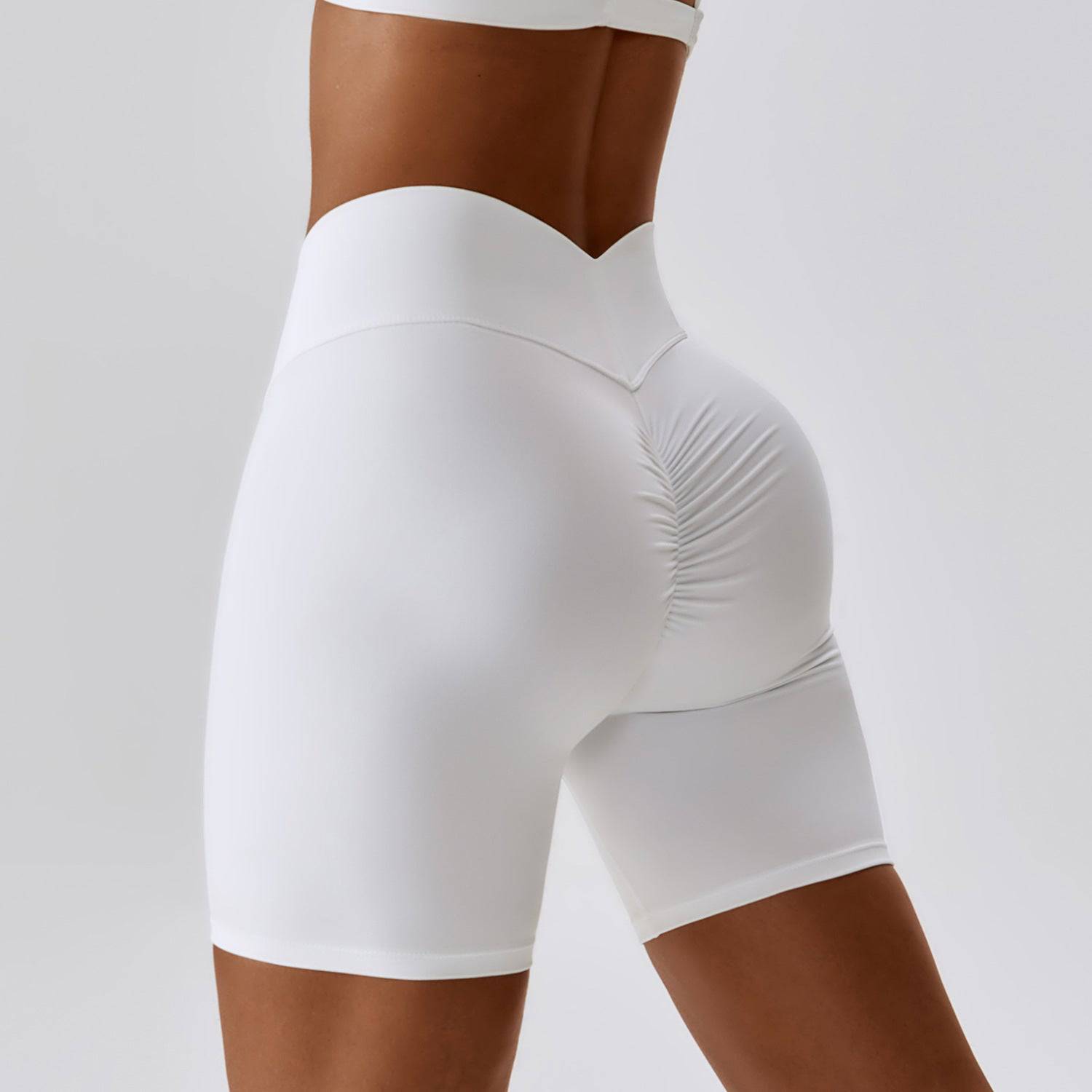 High Waist Hip-Lifting Yoga Shorts for Women  S Swan White 