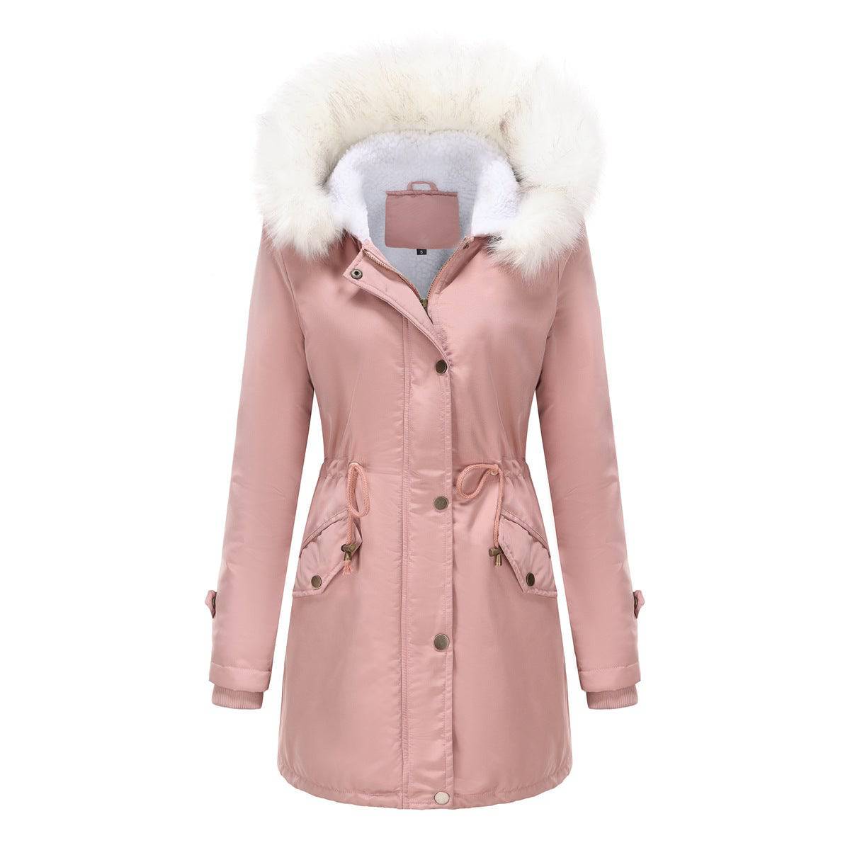 Stay Stylish and Warm with our Hooded Cotton Padded Coat for Women  S Pink 