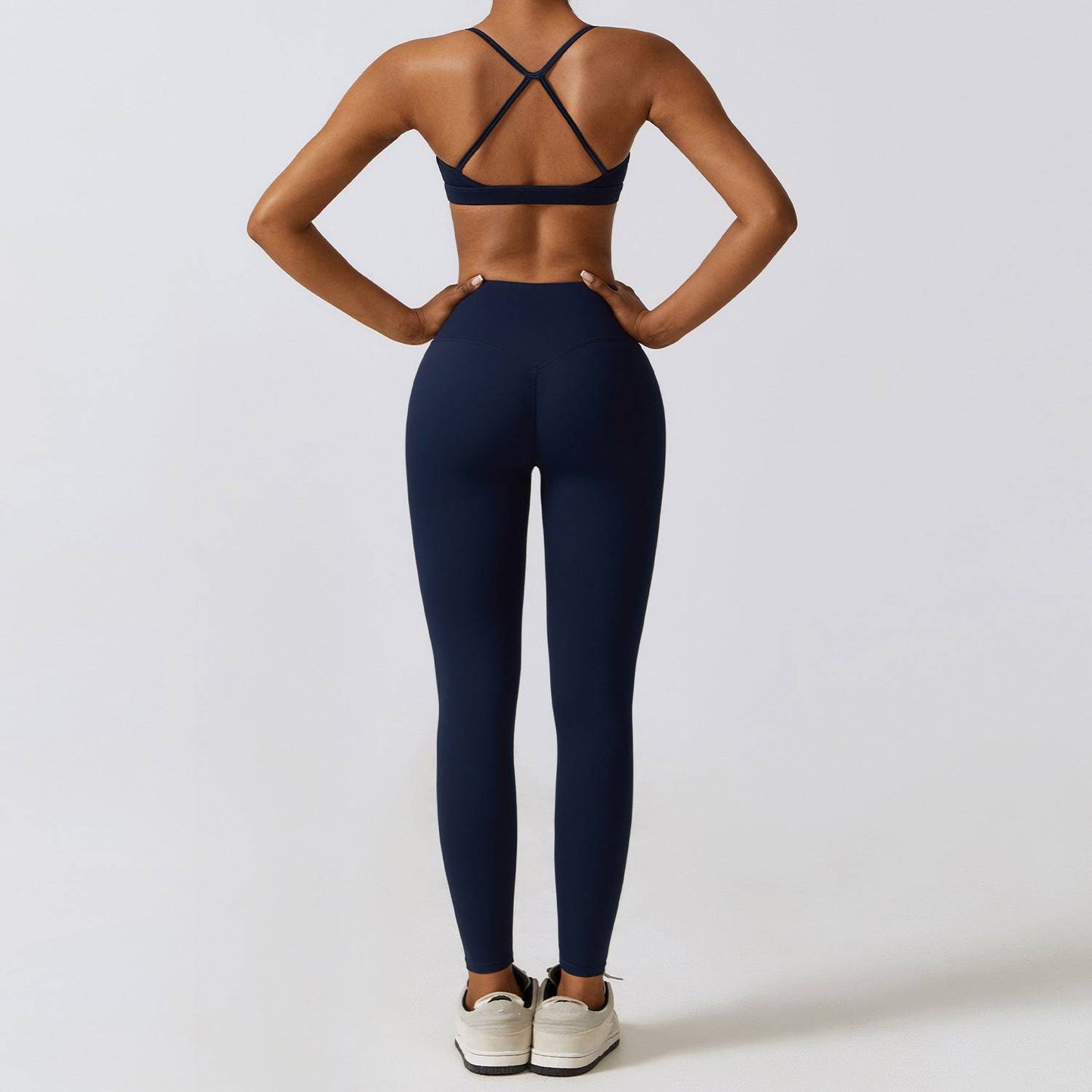 Elevate Your Active Style Three Piece Yoga Set  S Bra Trousers Badge Blue 