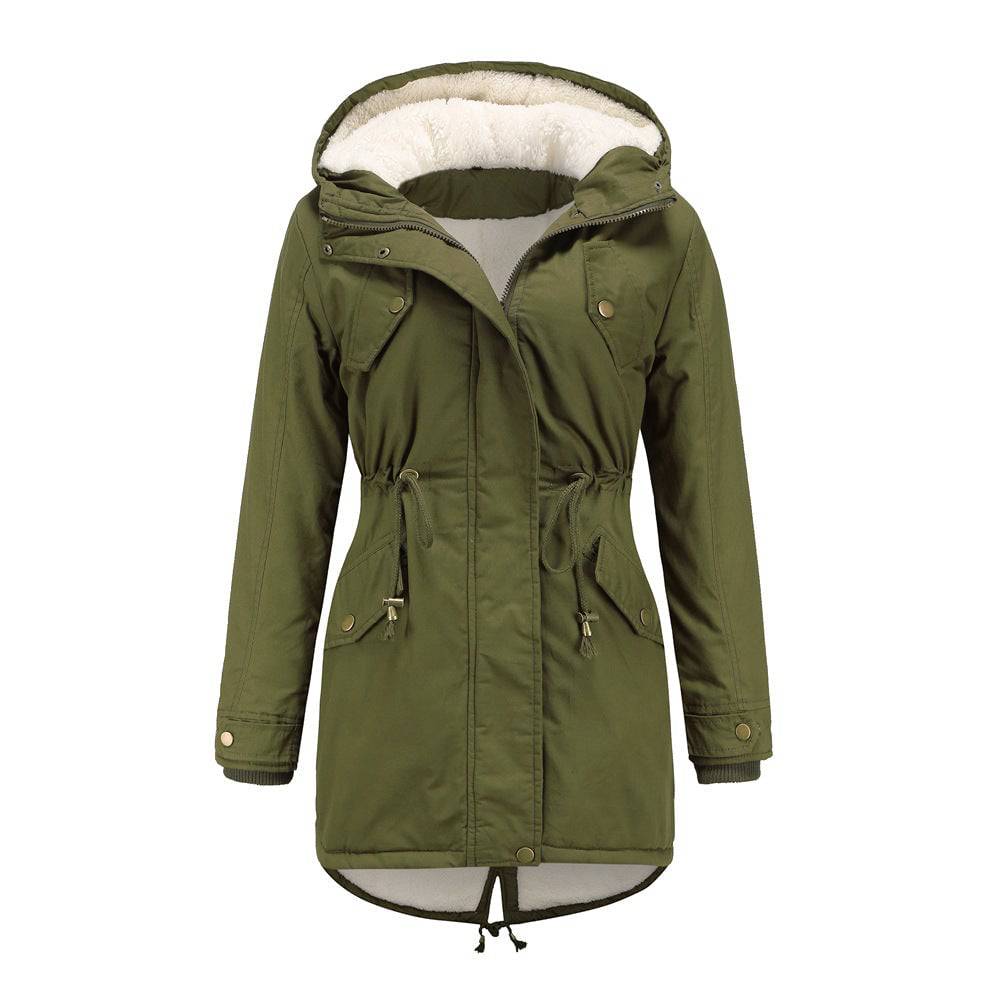 Winter Hooded Cotton-Padded Coat for Women  S Green 