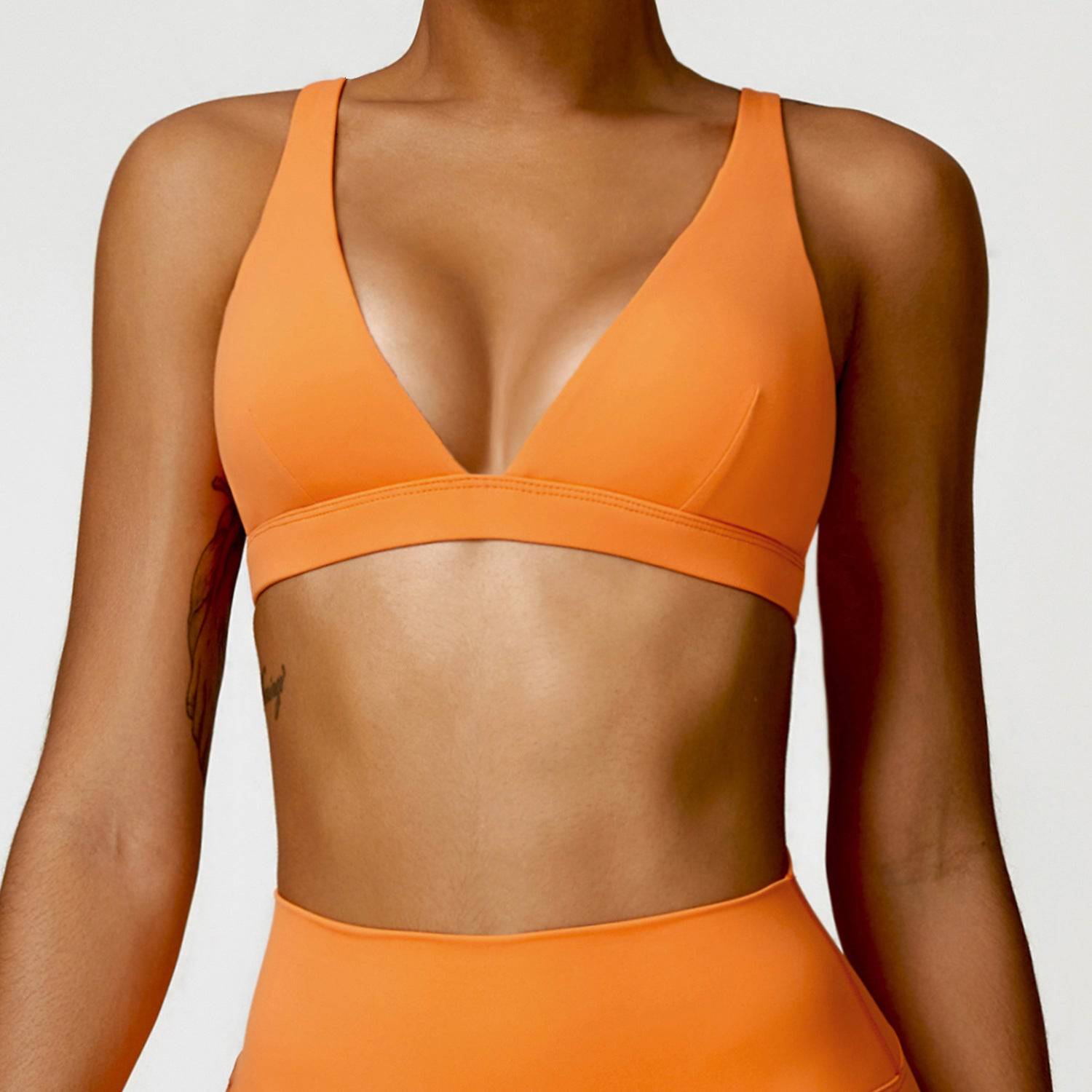 Fitted Yoga Bra with Quick-Drying Beauty Back  S Orange 