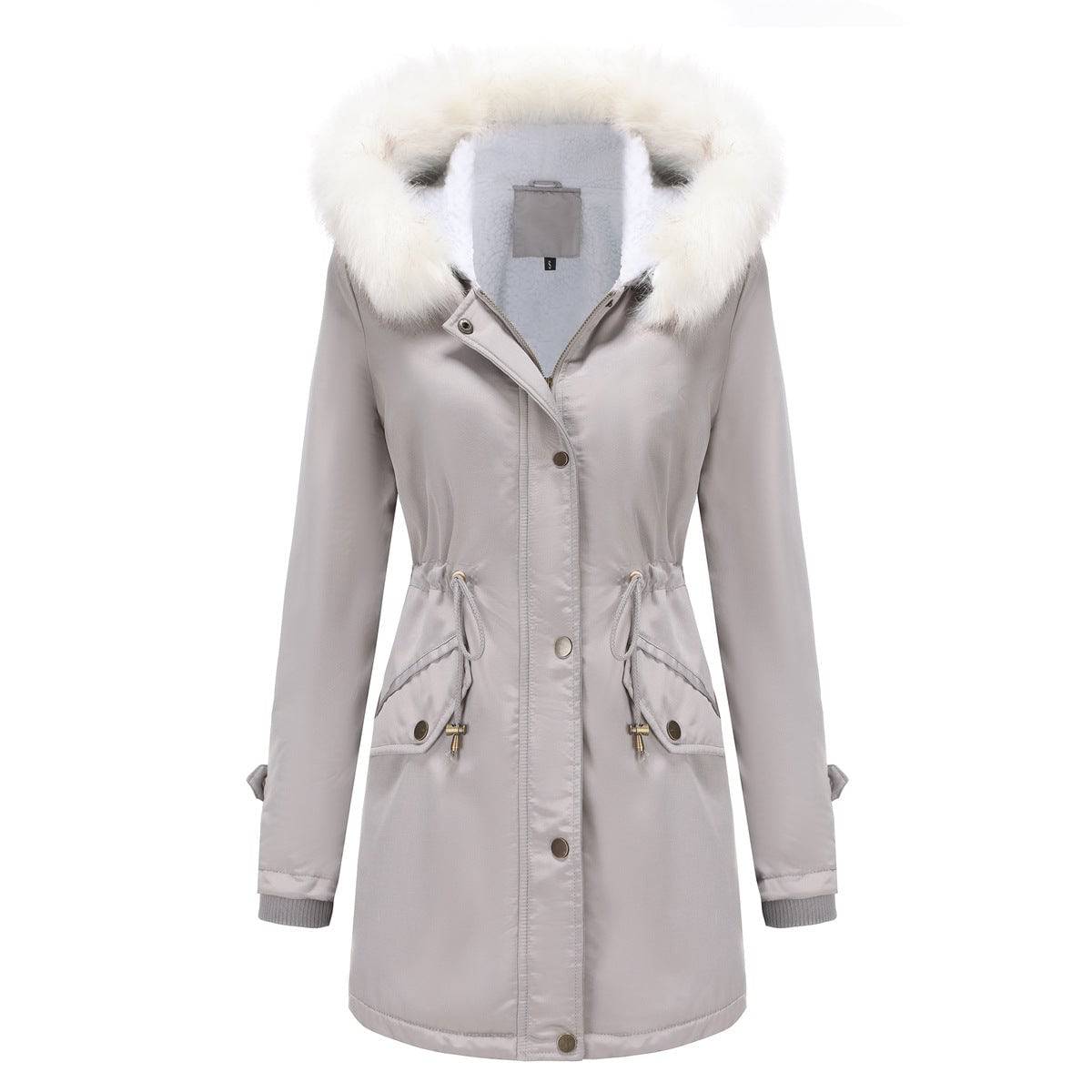 Stay Stylish and Warm with our Hooded Cotton Padded Coat for Women  S Gray 