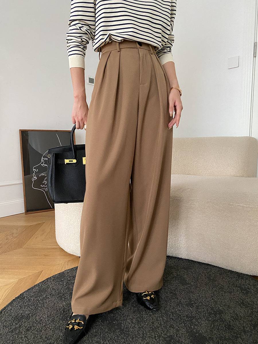 Sophisticated Wide-Leg Pants for Early Autumn  S Khaki 