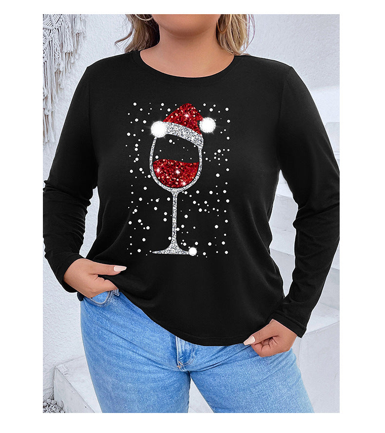 Plus Size Autumn Women Clothing Christmas Long Sleeved T shirt for Women - Wild Amber Fashion