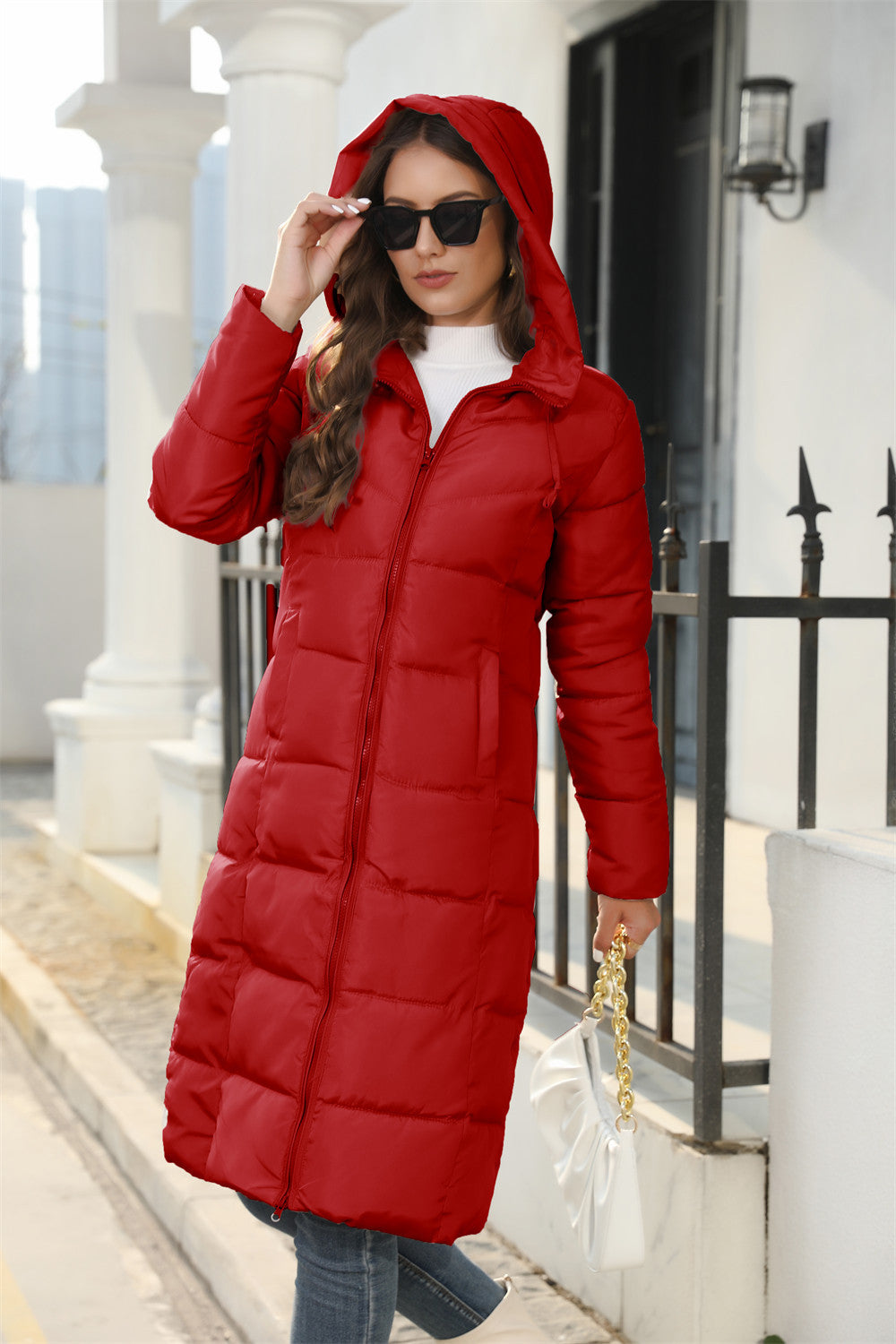 Winter Hooded Women Cotton Padded Clothing Women Mid Length Slim Quilted Coat Warm down Cotton Jacket Women Coat - Wild Amber Fashion