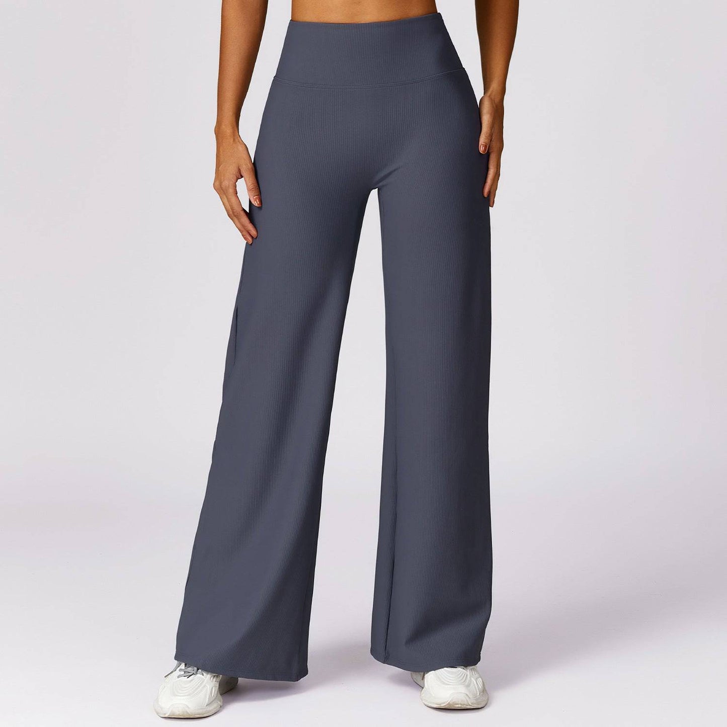 High Waisted Nylon Loose Fit Track Pants for Women  S Blue Gray 