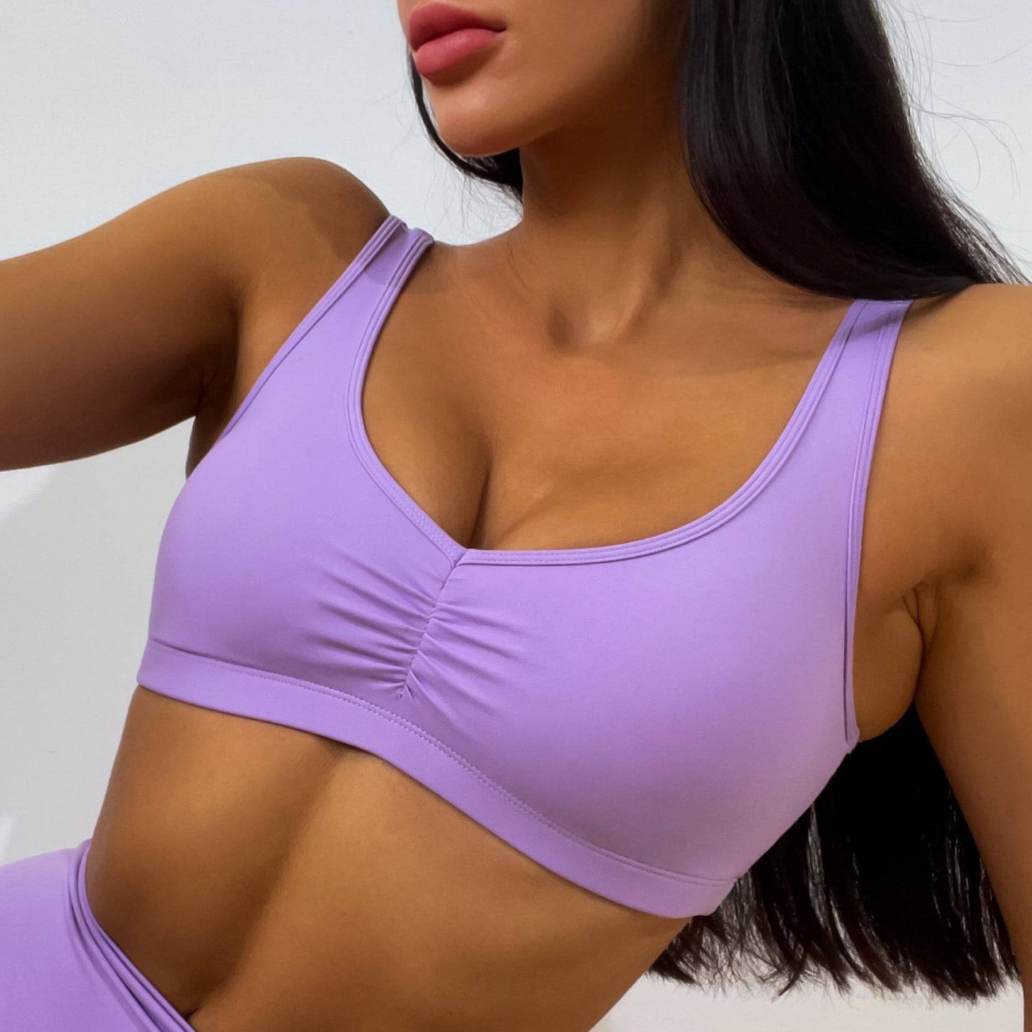 High Waist Pleated Yoga Shorts for Women  S Digital Lavender Bra 