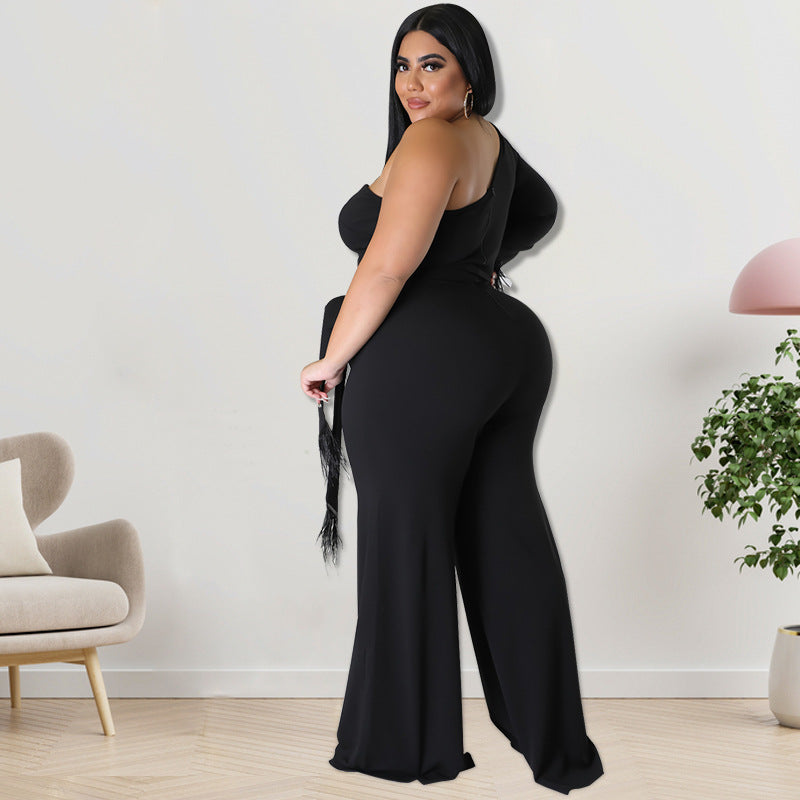 Plus Size Women Clothes Asymmetric Jumpsuit Source - Wild Amber Fashion