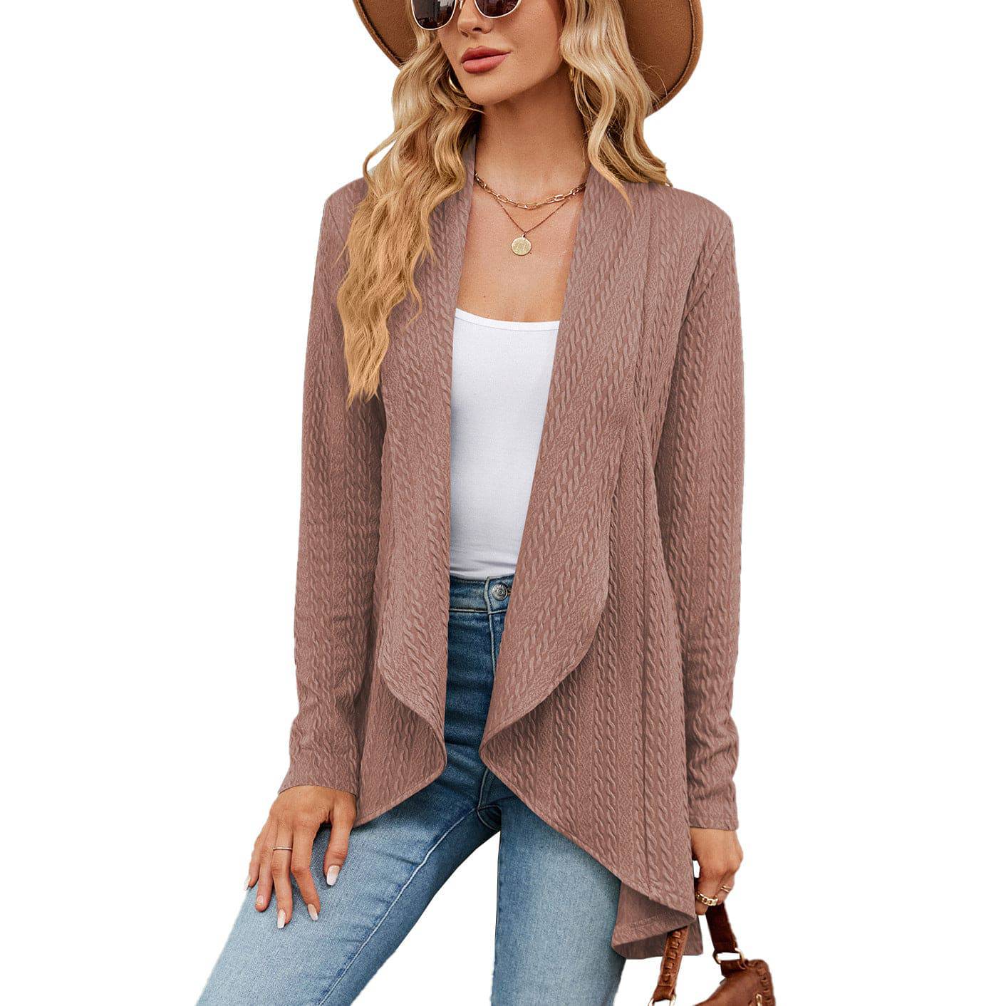 Women's Cozy Solid Color Long Sleeve Cardigan  S skin pink 