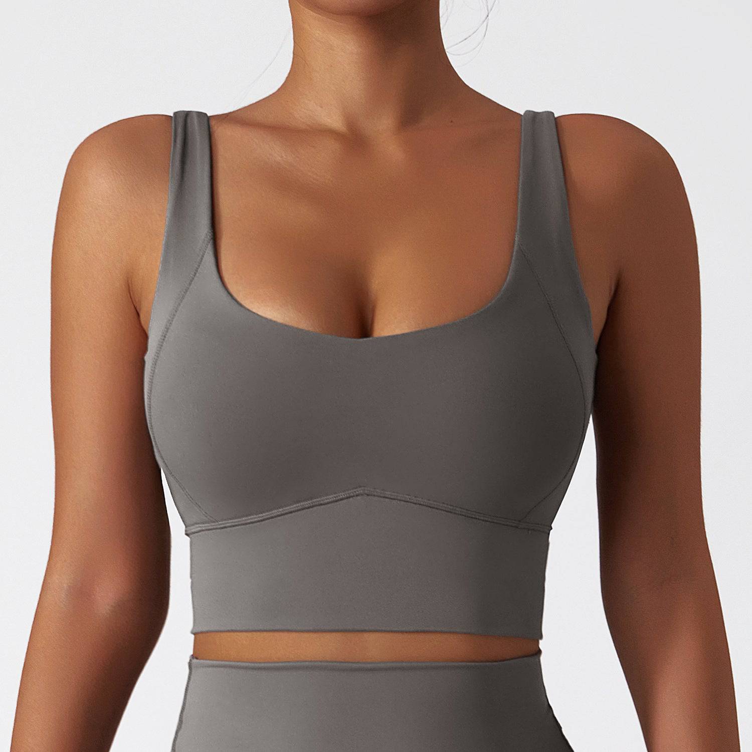 Ultimate Support and Comfort Yoga Push-Up Fitness Bra for Women  8/S Extreme Gray 