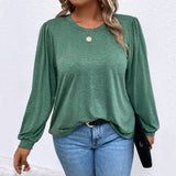 Plus Size Women Clothes Bottoming Shirt Inner Wear Long Sleeve T Shirt Fashionable Stylish Loose Slimming Solid Color Top