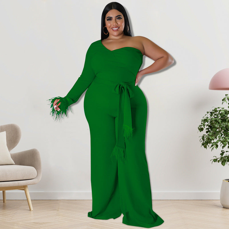 Plus Size Women Clothes Asymmetric Jumpsuit Source - Wild Amber Fashion