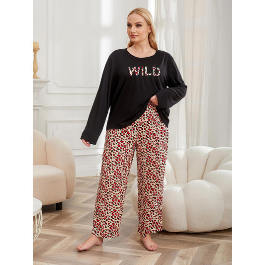 Plus Size Pajamas Women Plump Girls Autumn Winter Long Sleeved Home Wear - Wild Amber Fashion