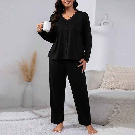 Plus Size All Match Casual Homewear Suit Autumn Winter Loose Comfortable Two Piece Set Women - Wild Amber Fashion