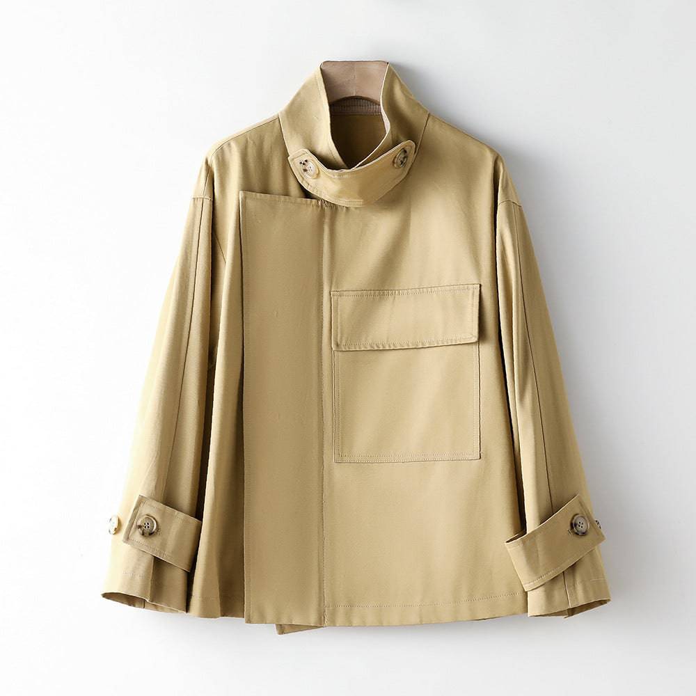 Elegant Korean Style Trench Coat for Women  S Khaki 