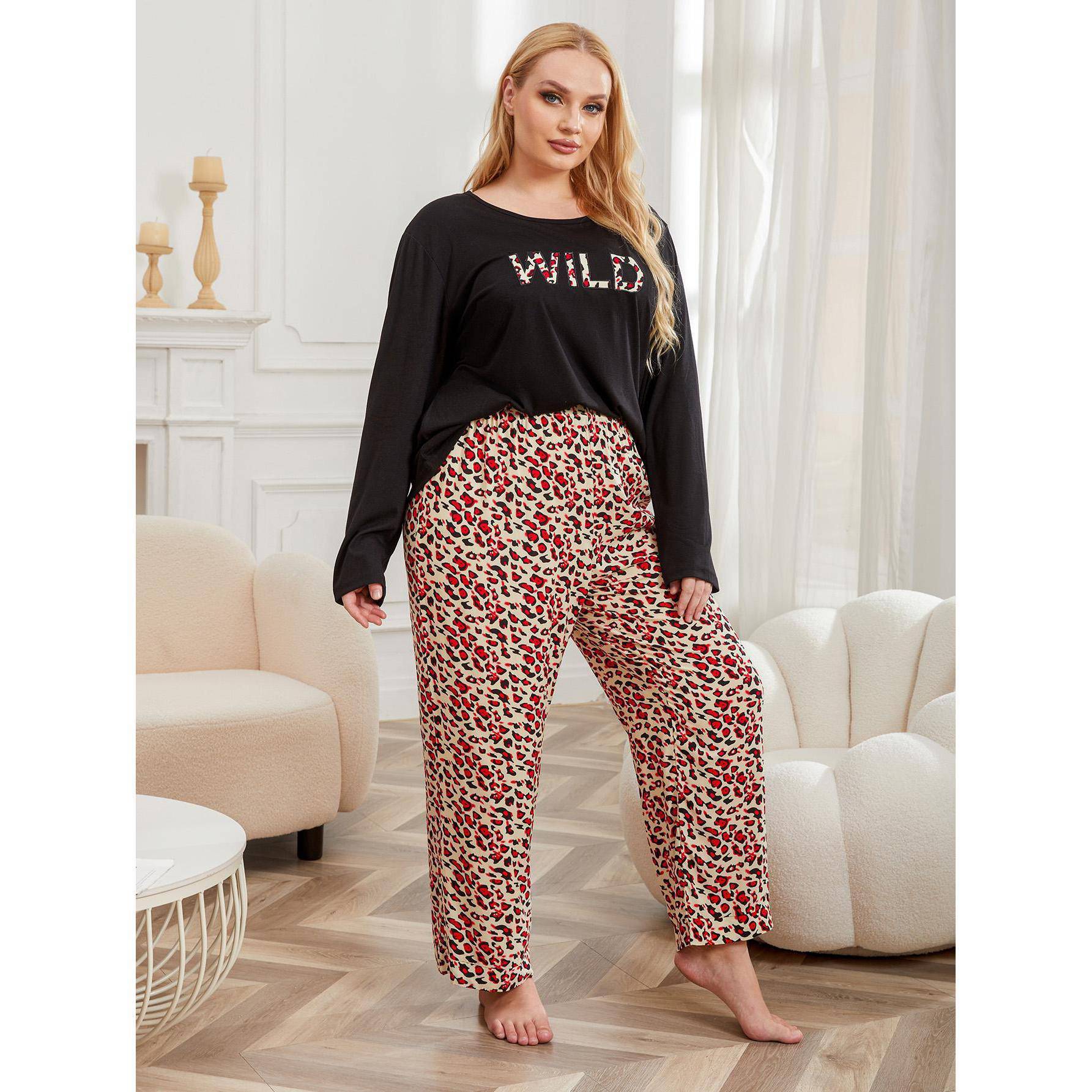 Plus Size Pajamas Women Plump Girls Autumn Winter Long Sleeved Home Wear - Wild Amber Fashion