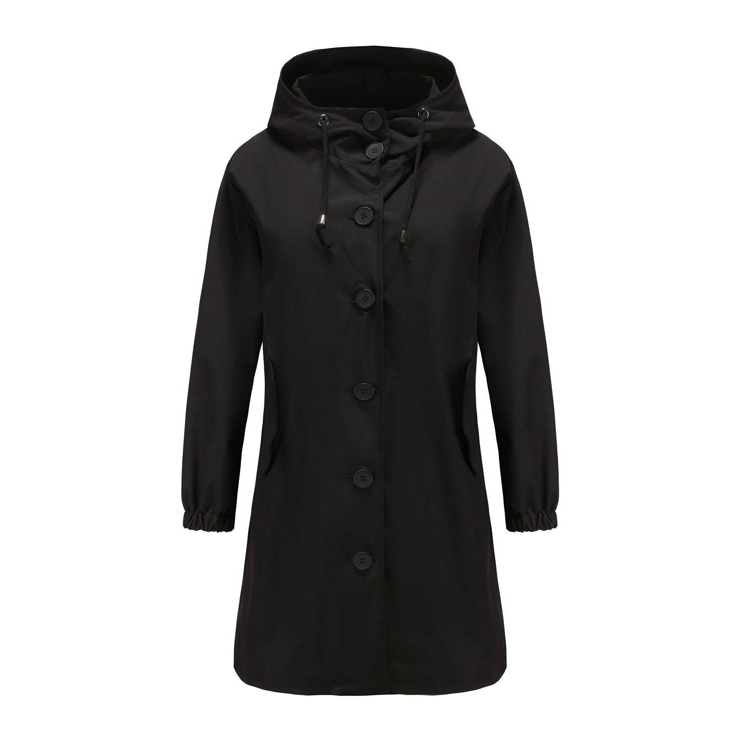 Waterproof Anorak Long Coat for Women, Perfect for Autumn and Winter with Plus Size Options  S Black 