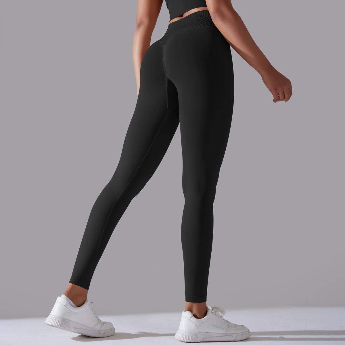 Seamless Cross Beauty Back Yoga Set for Women  S Trousers-Pure Black 