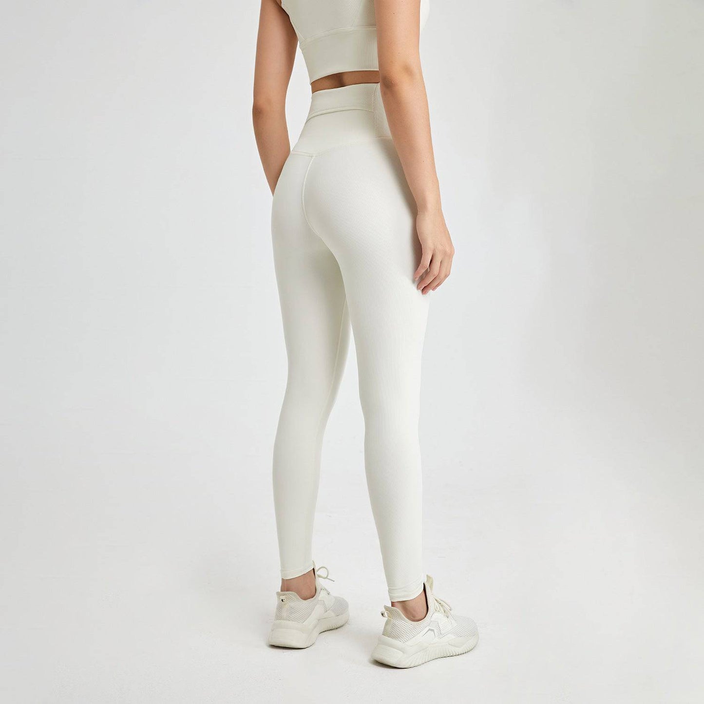 High-Waisted Nude-Feel Yoga Pants with Pockets for Workouts  S White 