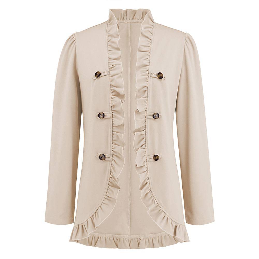 Women's Ruffled Cardigan with Double-Breasted Closure  S Apricot 