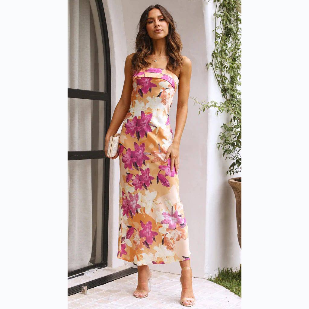 Floral Cutout Sleeveless Maxi Bodycon Dress  S Coral Red 