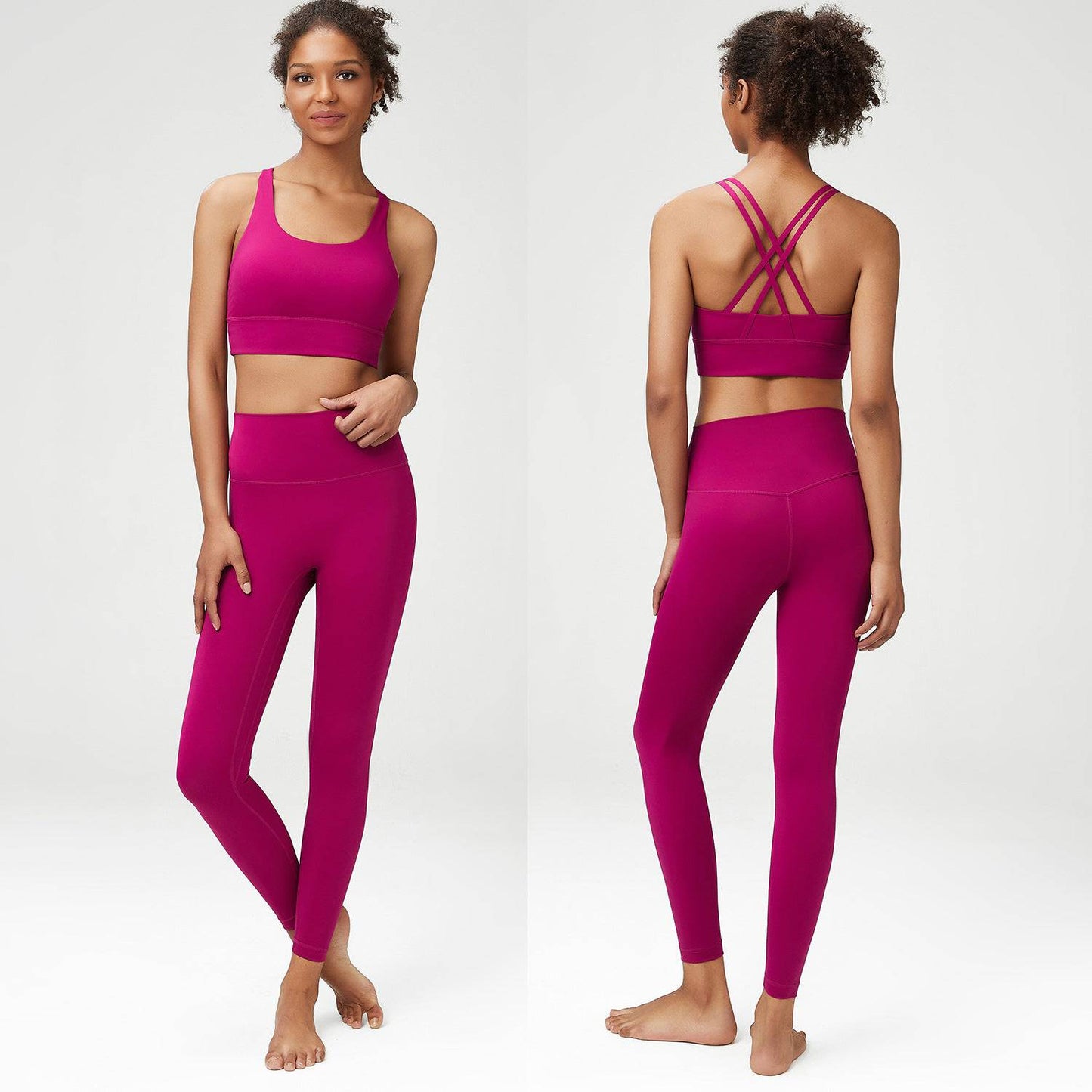 Lycra Classic Yoga Suit Women Women Sports Fitness Body Hugging Suit  S Pink 