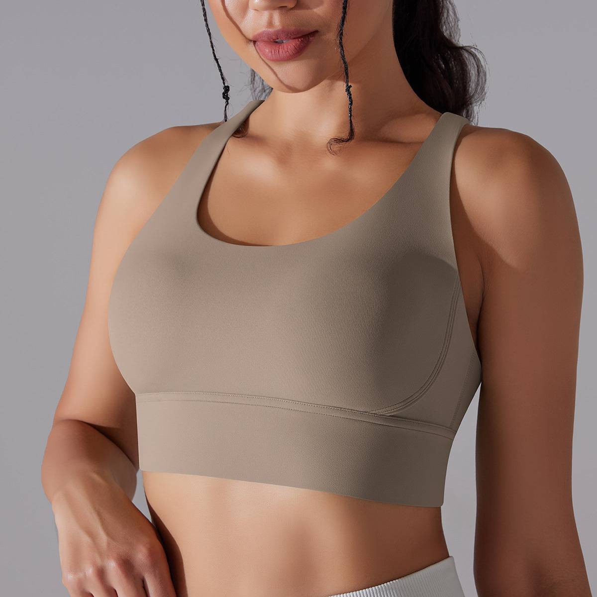 Elevate Nude Feel Sports Underwear - Beauty Back Yoga Bra  S Brown 