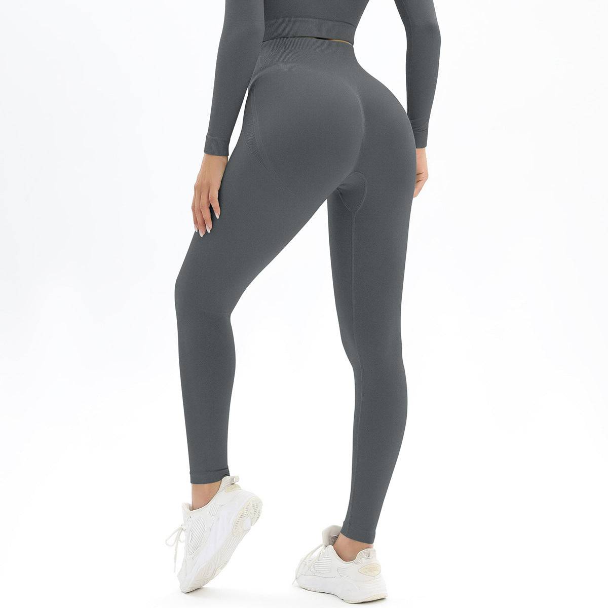 Sculpted Curves Yoga Pants for Women: High Waist Stretch Fitness Leggings with Hip-Enhancing Design  S Dark Gray 