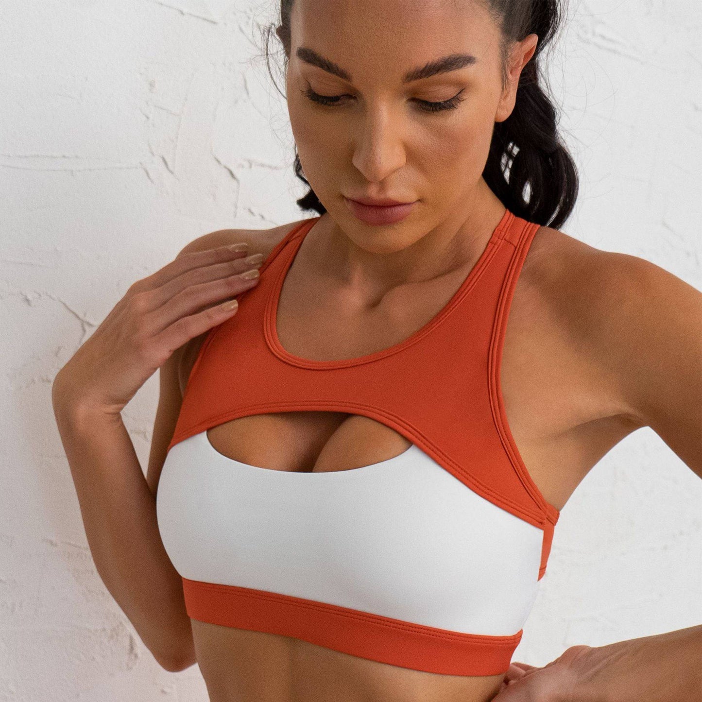 Ultimate Comfort Fitness Suit with Shockproof Sports Bra  S Red Tea White Bra 