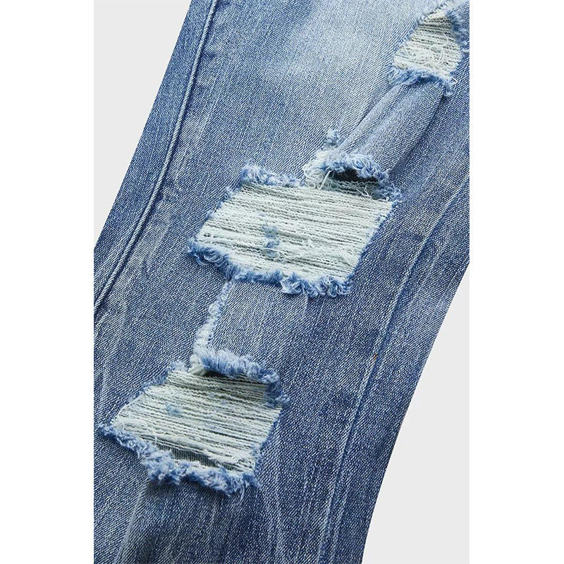 Street Denim Bootcut Trousers Ripped Washed Trousers Women Denim