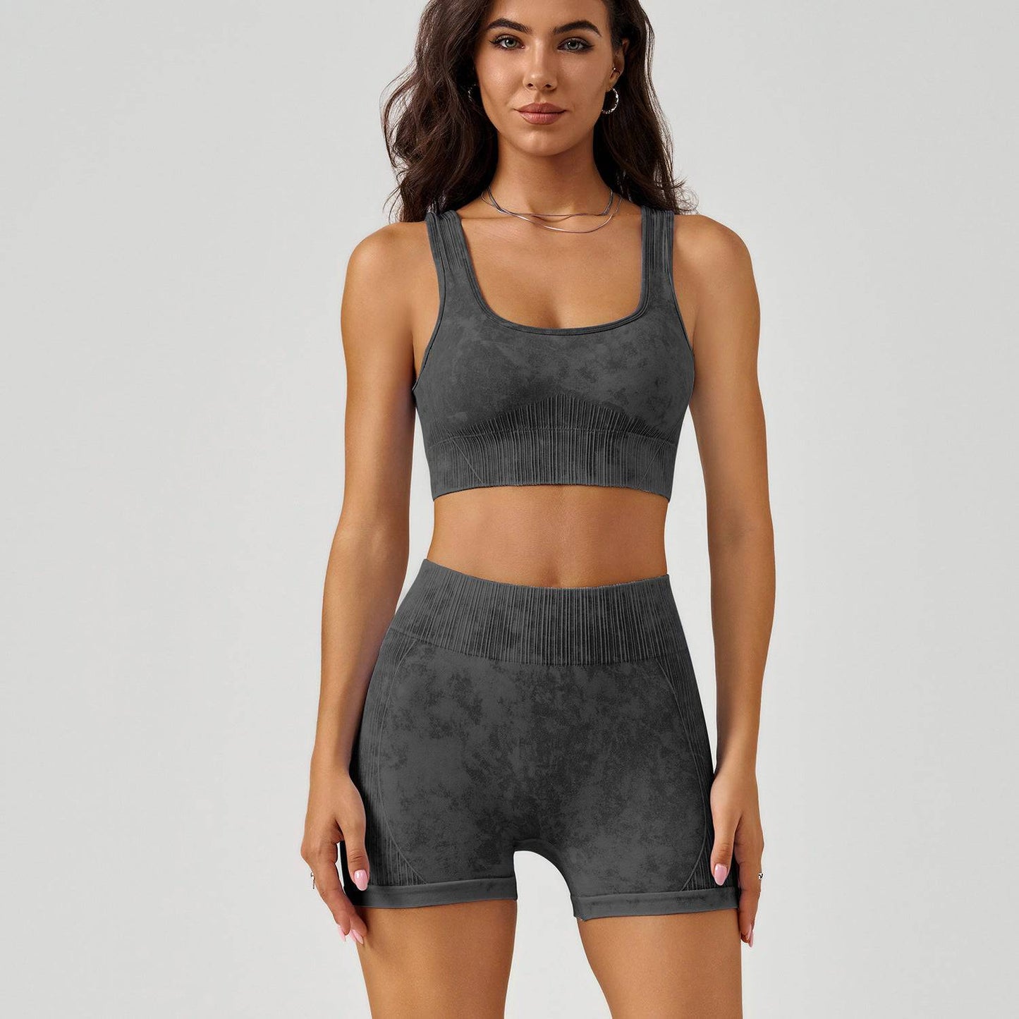 Elevate Your Workout Experience with High-Quality Frosted Yoga Clothes Set for Women  S Black 