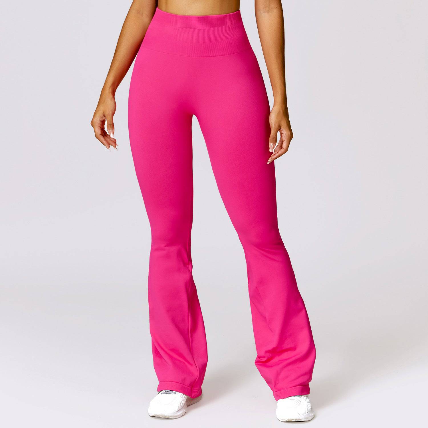 High Rise Seamless Yoga Bell Bottom Pants  S Coral Red 