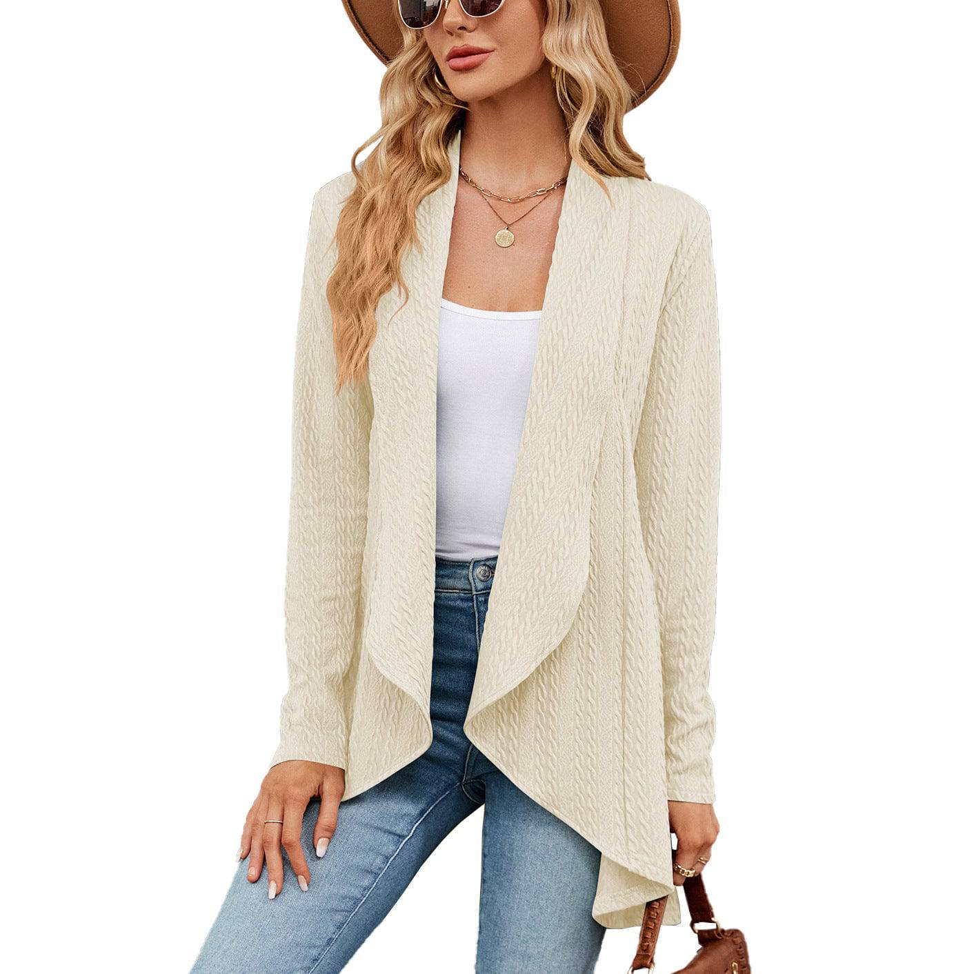 Women's Cozy Solid Color Long Sleeve Cardigan  S Apricot 