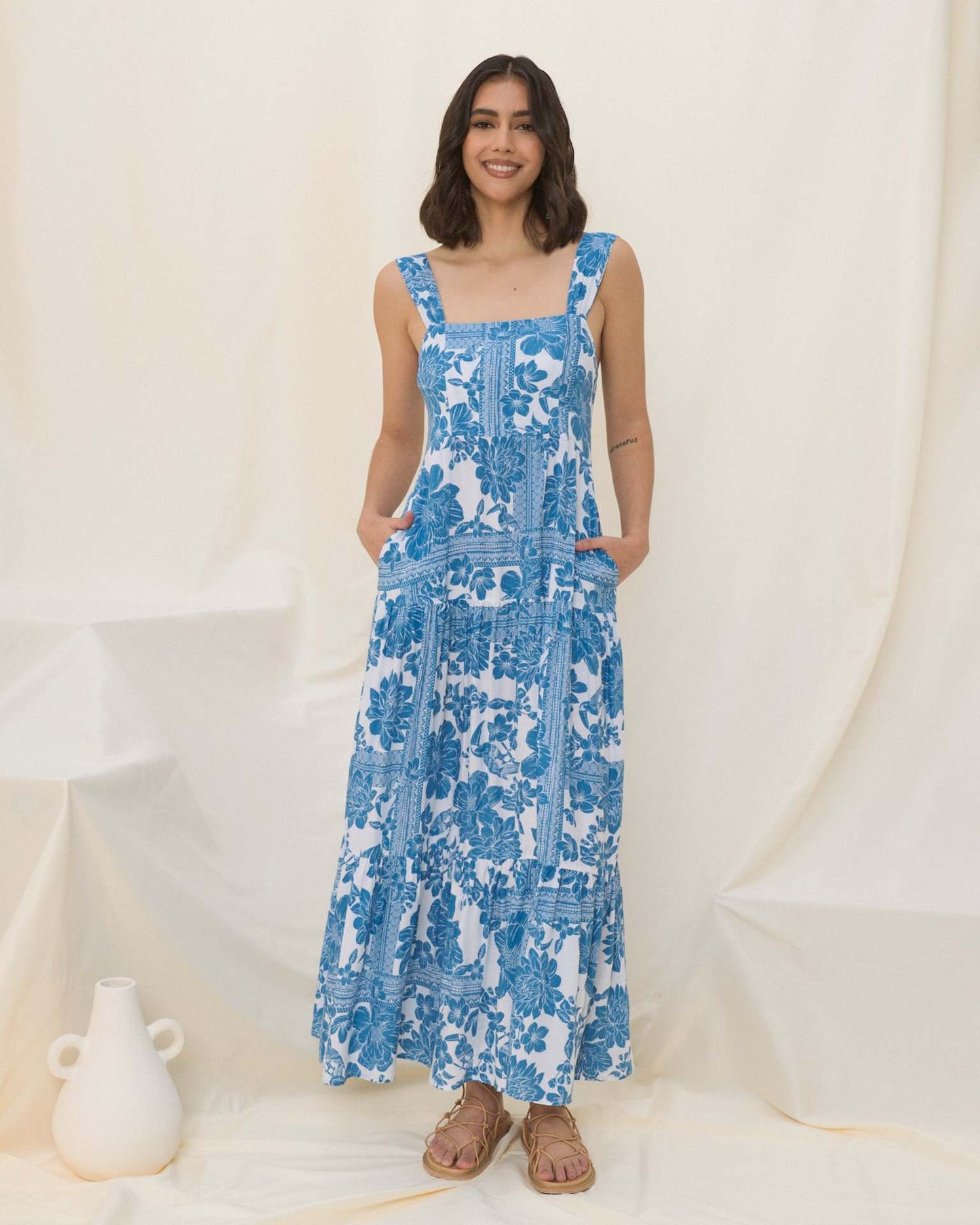 Blue Bohemian Vacation Beach Dress