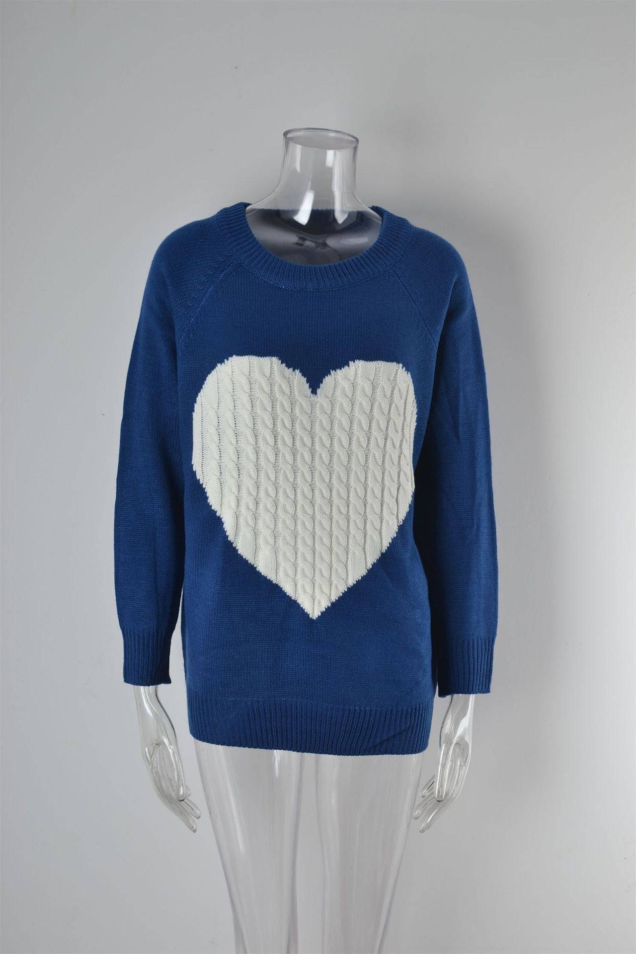 Knitwear Women Autumn Winter Women Knitwear Heart Trendy Pullover Sweater Women  S Navy Blue 