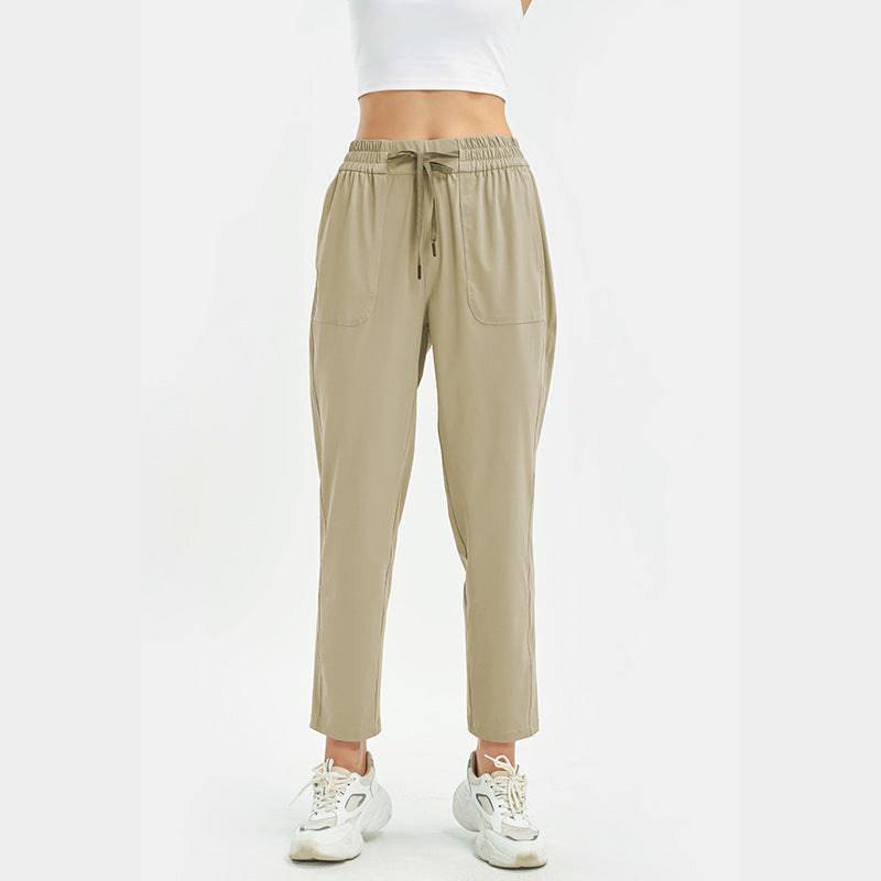 High Waist Quick-Dry Wide Leg Fitness Pants for Women  XS/4 Khaki 