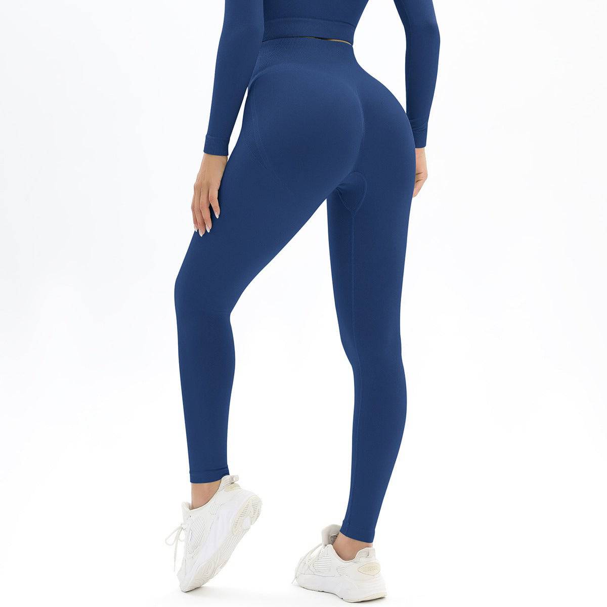 Sculpted Curves Yoga Pants for Women: High Waist Stretch Fitness Leggings with Hip-Enhancing Design  S Navy Blue 